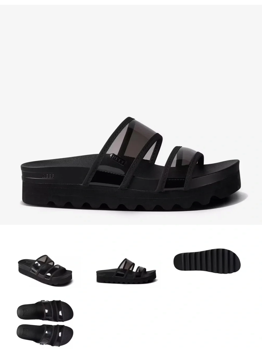REEF Clear Black Vista Hi-Energy Platform Sandal Size 9.5 NWT